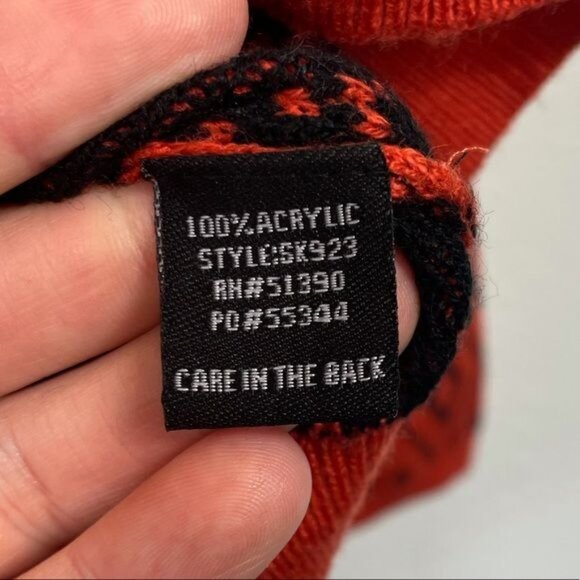 Timing Orange & Navy Diamond Print Crewneck Sweater 100% Acrylic Size Small - Picture 5 of 8